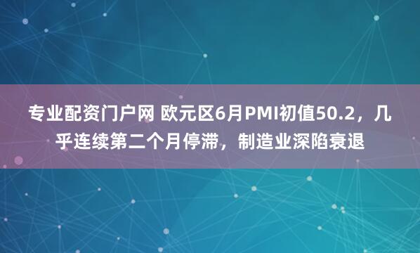 专业配资门户网 欧元区6月PMI初值50.2，几乎连续第二个月停滞，制造业深陷衰退